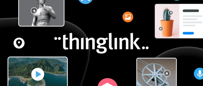 Thinglink banner featuring photos of different interests