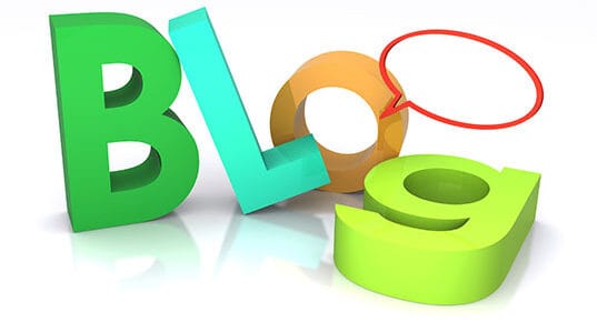 Block letters spelling "Blog" with a comment bubble