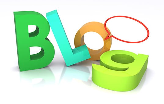 Block letters spelling "Blog" with a comment bubble