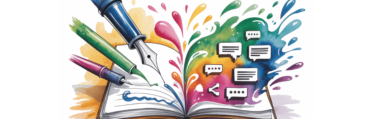 bold colorful ink and watercolor that illustrates the concept of starting a blog