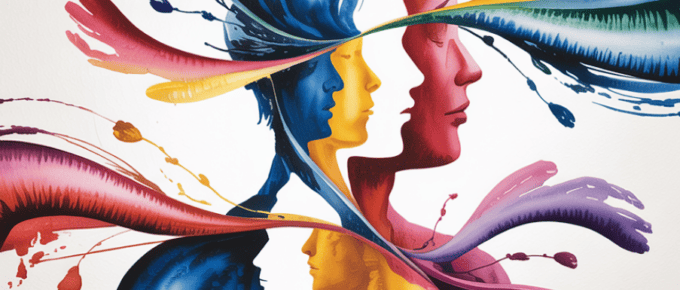 bold colorful ink and watercolor that illustrates the concept of a persona