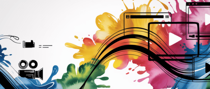 bold colorful ink and watercolor that illustrates the concept of video content
