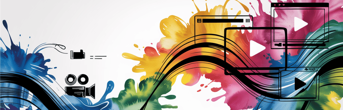 bold colorful ink and watercolor that illustrates the concept of video content