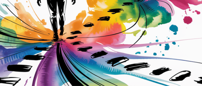 bold colorful ink and watercolor that illustrates the concept of being discoverable