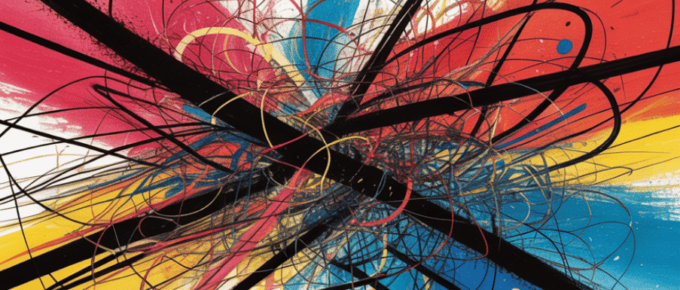 bold colorful ink and watercolor that illustrates the concept of overload