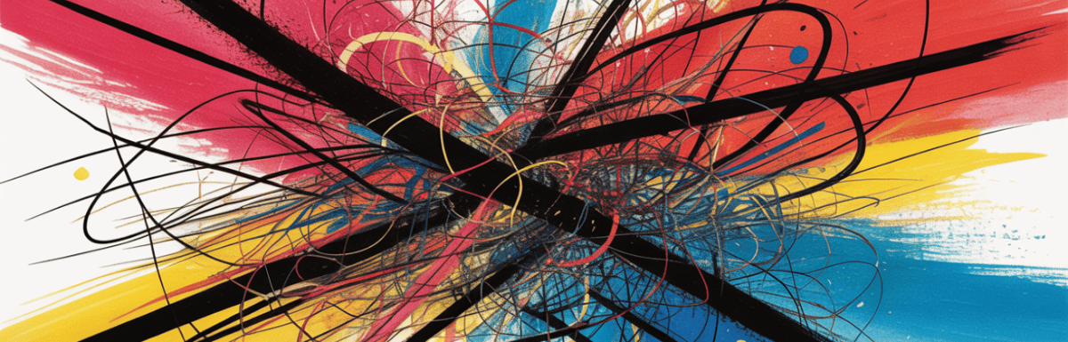 bold colorful ink and watercolor that illustrates the concept of overload
