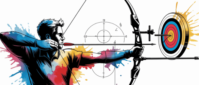 bold colorful ink and watercolor that illustrates the concept of precision