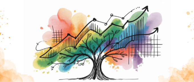 bold colorful ink and watercolor that illustrates the concept of growth planning