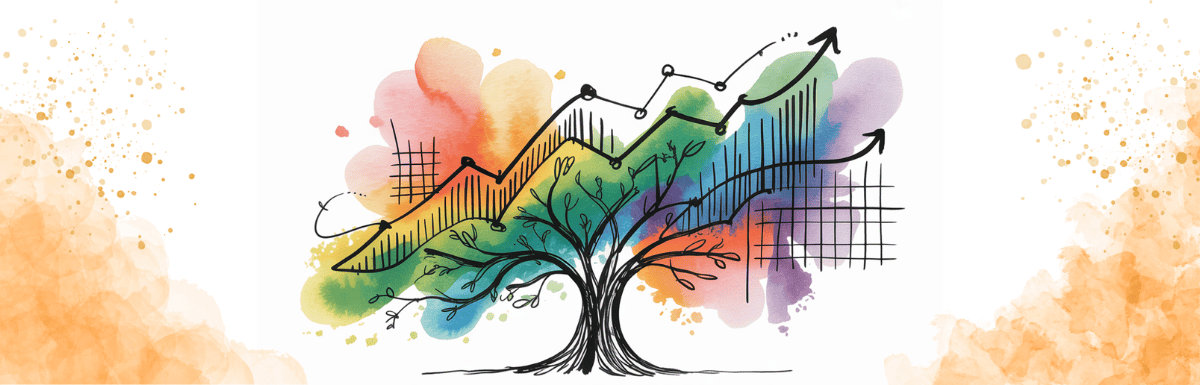 bold colorful ink and watercolor that illustrates the concept of growth planning