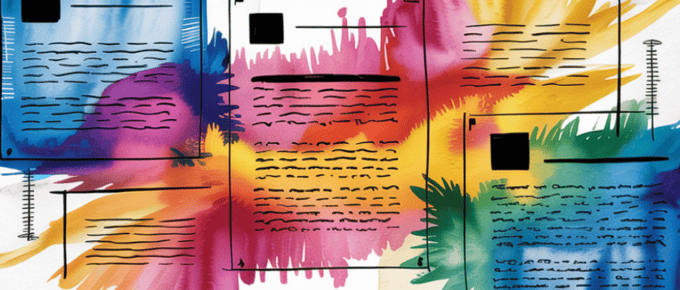 bold colorful ink and watercolor that illustrates the concept of formatting an article