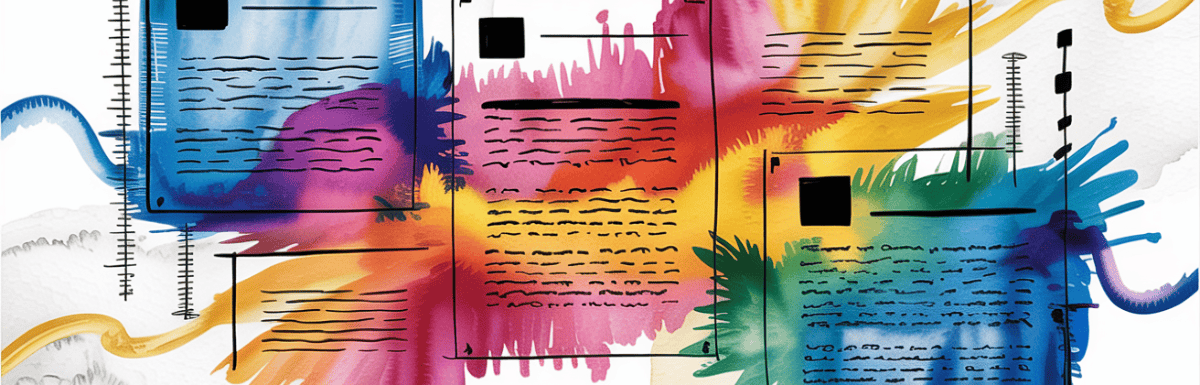 bold colorful ink and watercolor that illustrates the concept of formatting an article