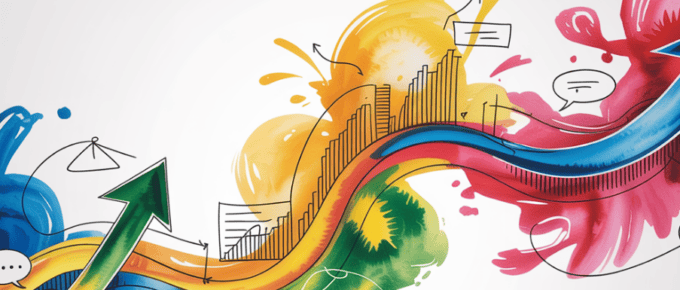 bold colorful ink and watercolor that illustrates the concept of sales content
