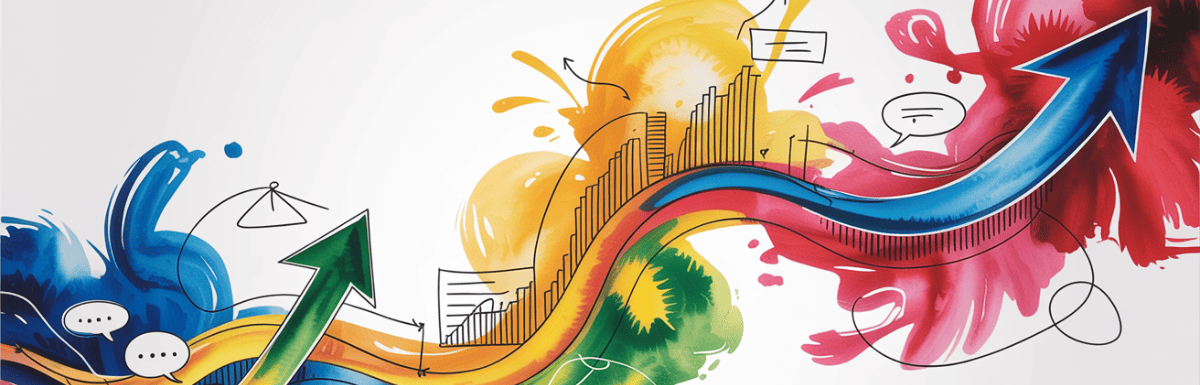 bold colorful ink and watercolor that illustrates the concept of sales content