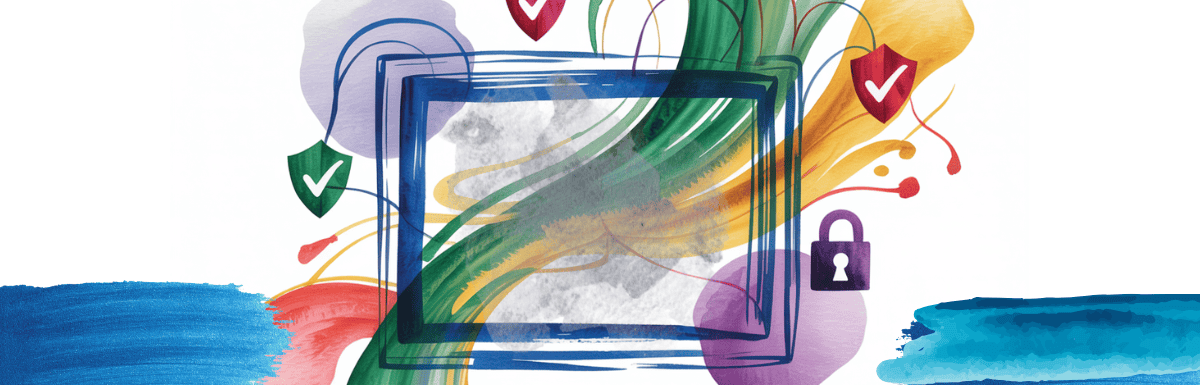 bold colorful ink and watercolor that illustrates the concept of website compliance