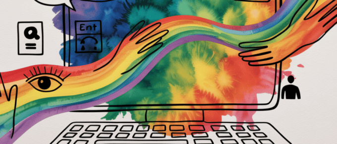 bold colorful ink and watercolor that illustrates the concept of seo for accessibility