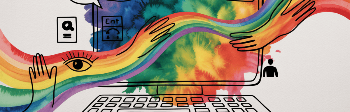 bold colorful ink and watercolor that illustrates the concept of seo for accessibility
