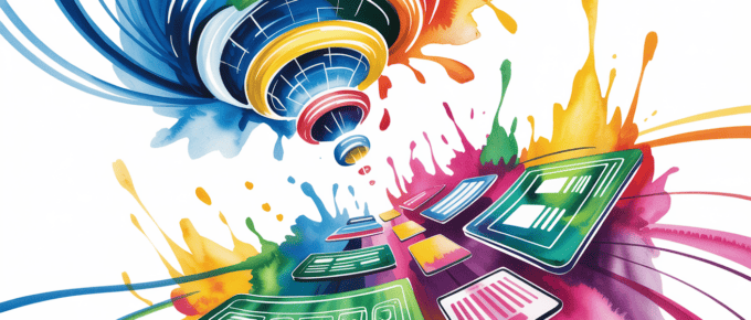 bold colorful ink and watercolor that illustrates the concept of saas marketing