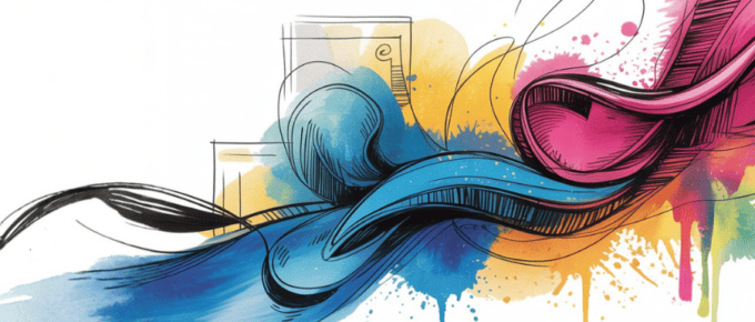 bold colorful ink and watercolor that illustrates the concept of branding