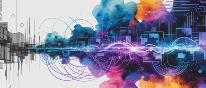 bold colorful ink and watercolor that illustrates the concept of digital maturity