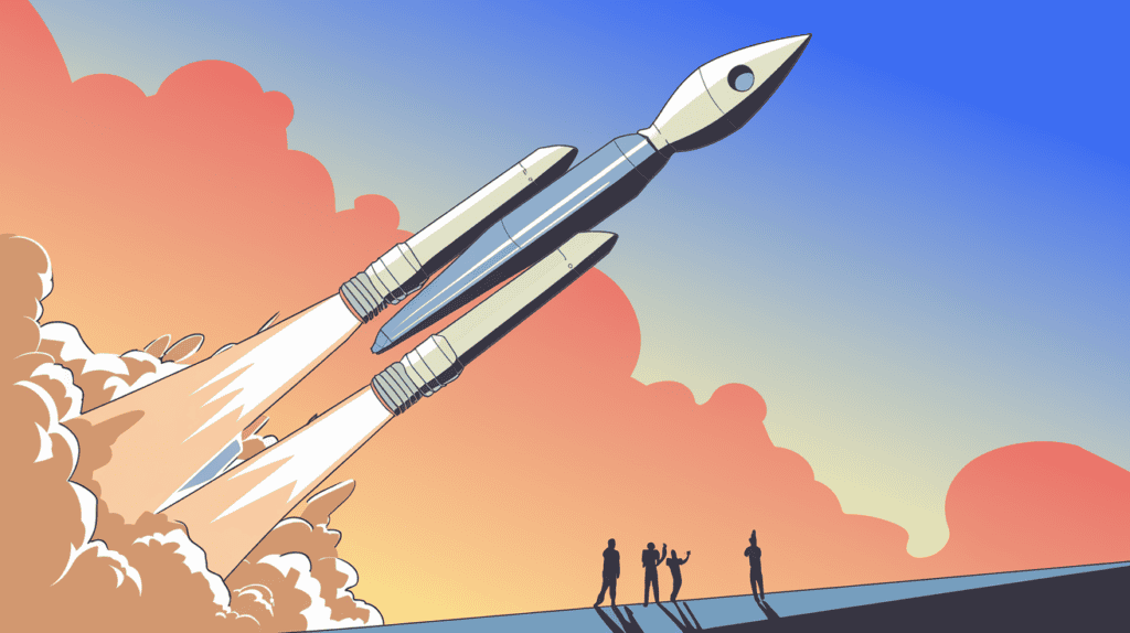 concept of a rocket taking off, representing gtm strategy for saas growth