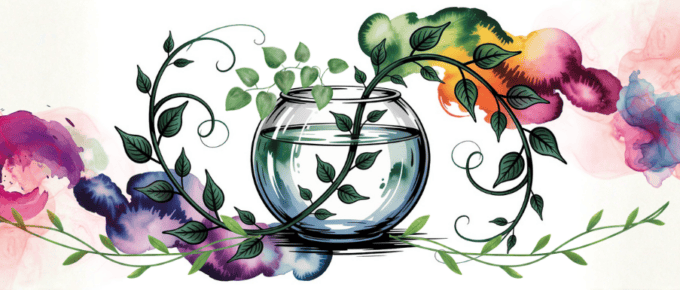 watercolor and ink of a growing vine, representing plg content
