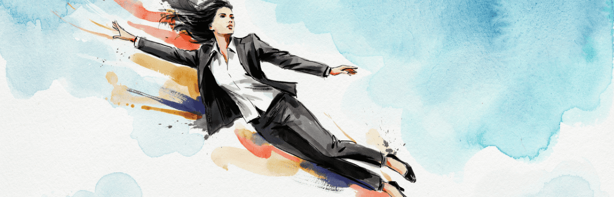 businesswoman in free fall illustrating Leading Through Free Fall